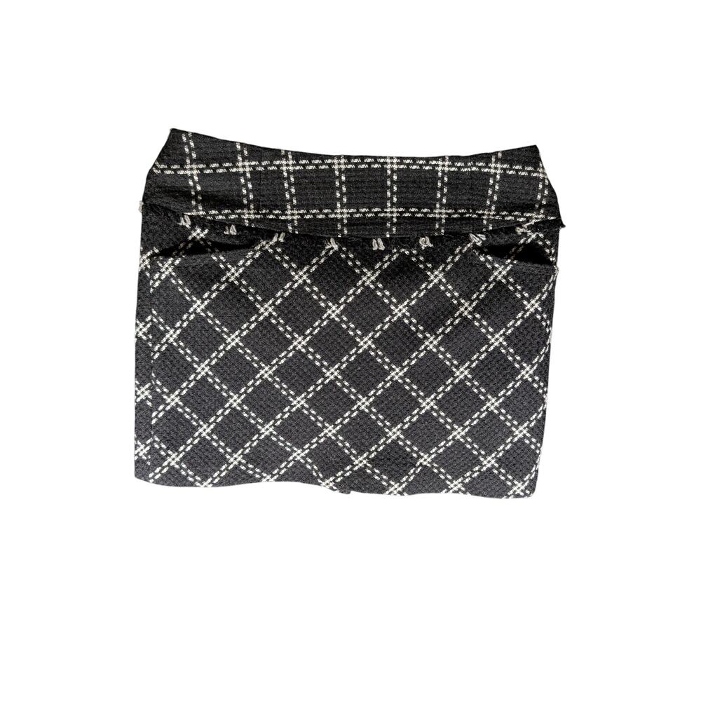 Forenza Black White Tweed Plaid Mini Skirt Size 4 Bouclé Preppy Career Classic